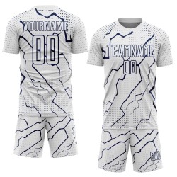 Jersey Custom Sports Sublimation Soccer White Lightning Navy Uniform Jersey Custom Sports Sublimation Soccer White Lightning Navy Uniform
