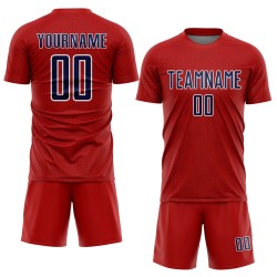 Jersey Red Geometric Soccer Shape Custom Uniform Sports Sublimation Navy-White Jersey Red Geometric Soccer Shape Custom Uniform Sports Sublimation Navy-White