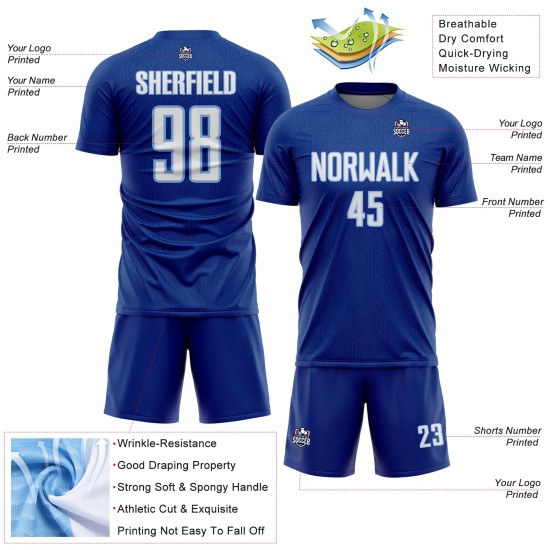 Soccer Geometric Sports Blue Custom Royal Shape White-Light Sublimation Uniform Jersey Soccer Geometric Sports Blue Custom Royal Shape White-Light Sublimation Uniform Jersey