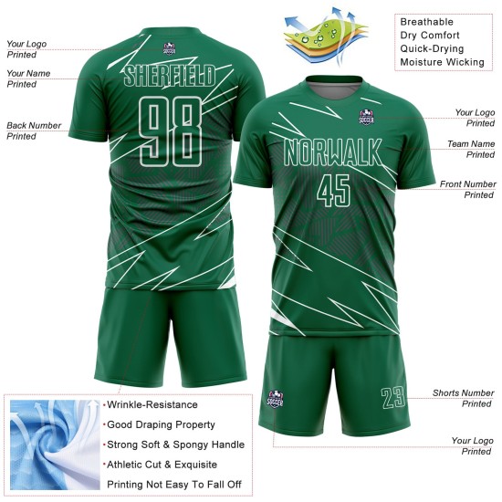 Green Sublimation Uniform White Jersey Sports Custom Lines Kelly Soccer Green Sublimation Uniform White Jersey Sports Custom Lines Kelly Soccer