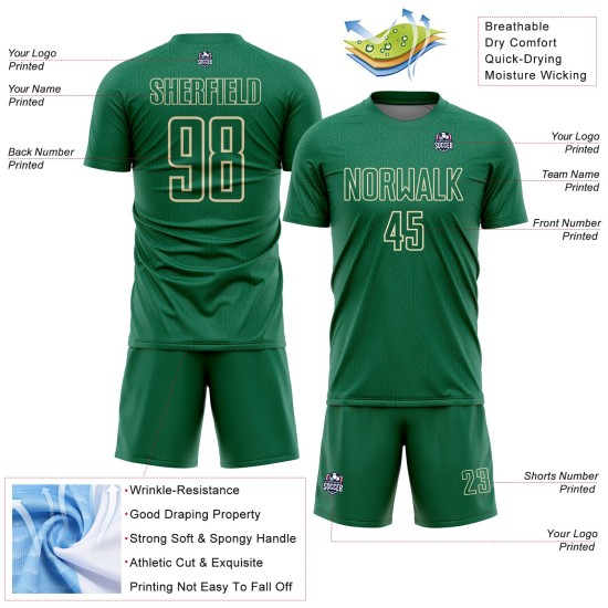 Kelly Sports Shape Jersey Sublimation Custom Uniform Geometric Cream Green Soccer Kelly Sports Shape Jersey Sublimation Custom Uniform Geometric Cream Green Soccer