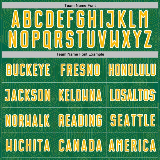 Green Kelly Shape Uniform Jersey Gold-White Custom Sports Soccer Sublimation Geometric Green Kelly Shape Uniform Jersey Gold-White Custom Sports Soccer Sublimation Geometric