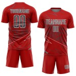 Red Jersey Steel Uniform Sports Sublimation Custom Soccer Lines Gray-White Red Jersey Steel Uniform Sports Sublimation Custom Soccer Lines Gray-White