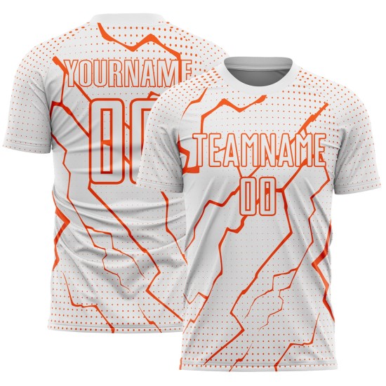 Orange Sublimation Jersey Custom White Soccer Lightning Uniform Sports Orange Sublimation Jersey Custom White Soccer Lightning Uniform Sports