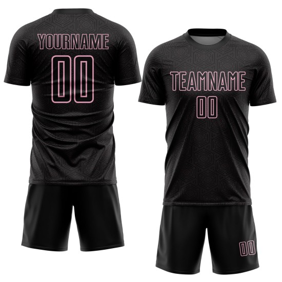 Soccer Sports Light Jersey Sublimation Custom Shape Geometric Pink Black Uniform Soccer Sports Light Jersey Sublimation Custom Shape Geometric Pink Black Uniform