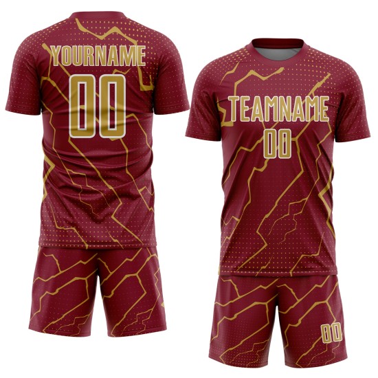 Jersey Sports Uniform Lightning Gold-White Soccer Custom Crimson Sublimation Old Jersey Sports Uniform Lightning Gold-White Soccer Custom Crimson Sublimation Old